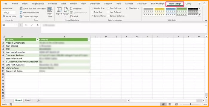 تحديث بيانات جداول الويب على Excel